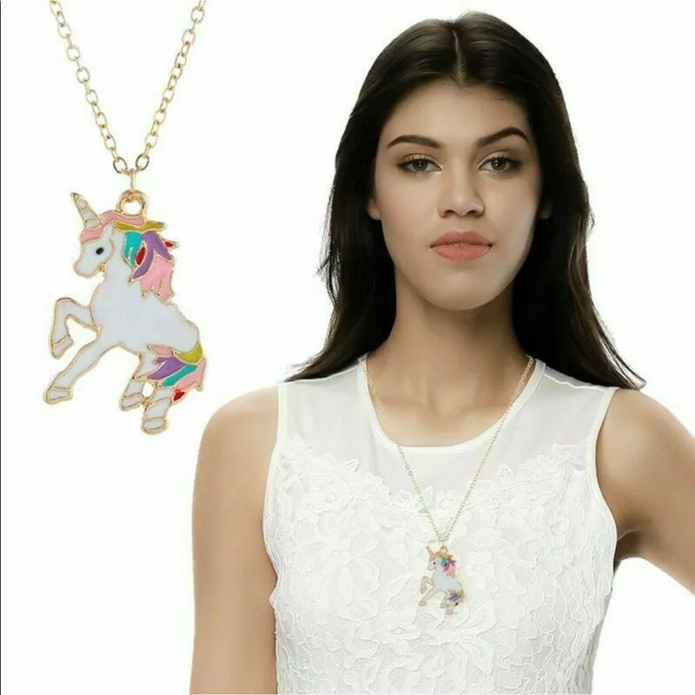Magical Unicorn Chain Necklace Gold Plated New NWT