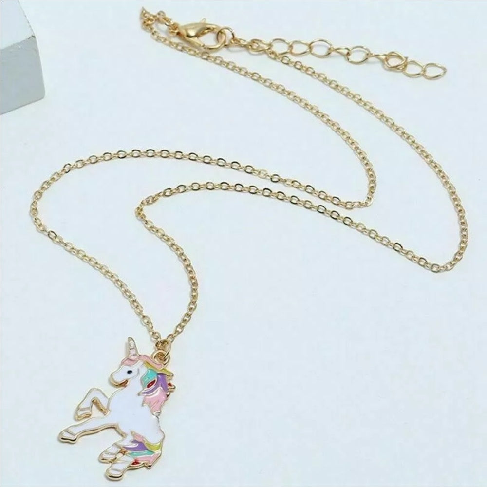Magical Unicorn Chain Necklace Gold Plated New NWT
